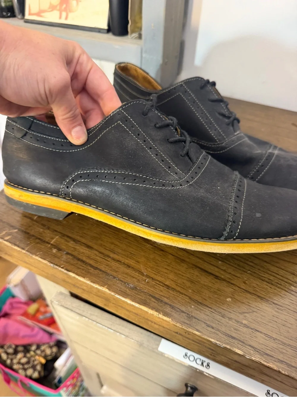 Steve Madden Black Oxford with Tan Crepe-Style Sole